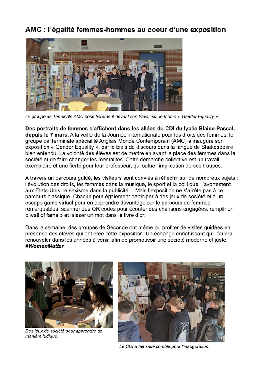 Article Exposition AMC Gender Equality